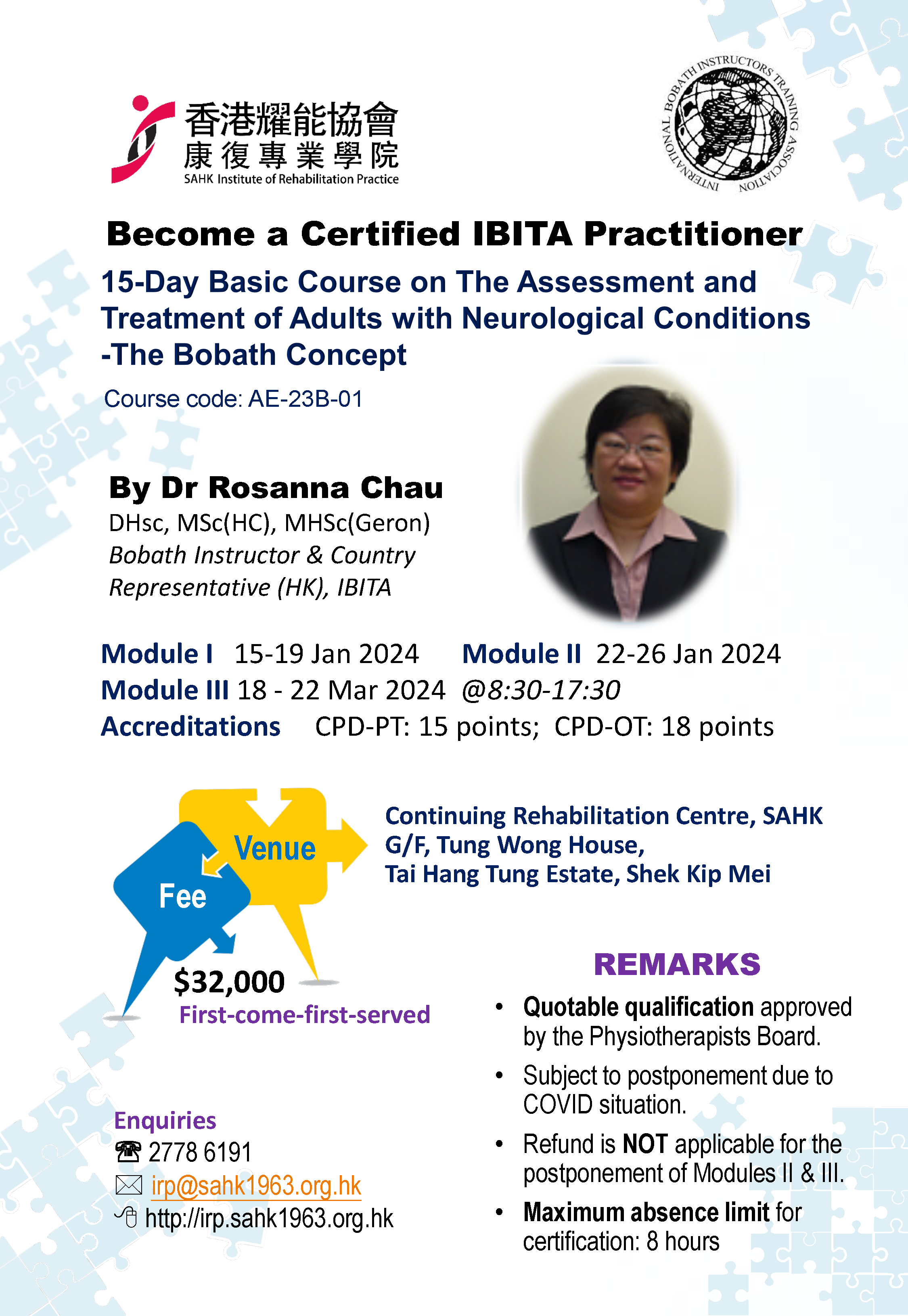 15-Day Basic Course on The Assessment and Treatment of Adults with Neurological Conditions -The Bobath Concept